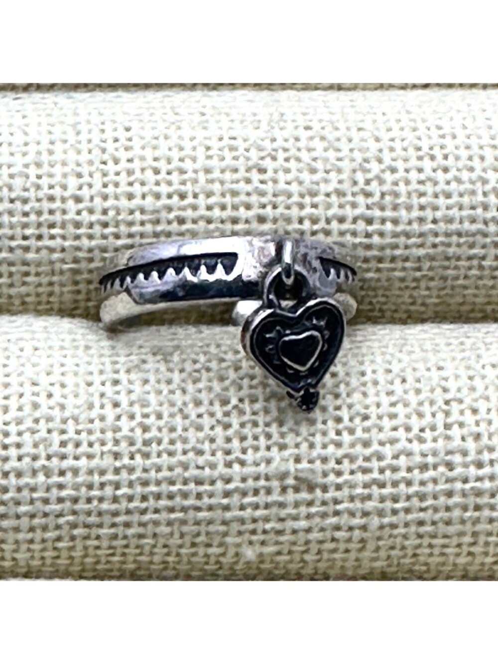 Silpada O1596 Sterling Silver Toe Pinky Ring Heart Charm Adjustable Size